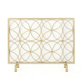 Thayer - Single Panel Iron Fireplace Screen With Geometric Design