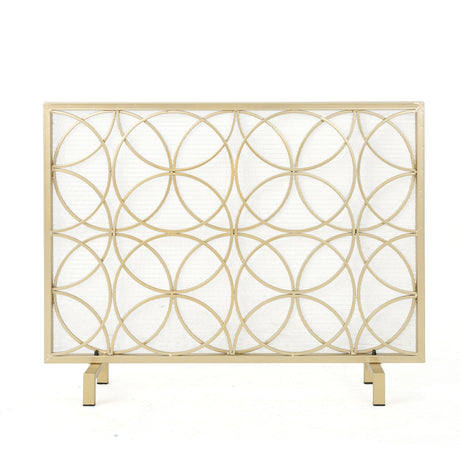 Thayer - Single Panel Iron Fireplace Screen With Geometric Design