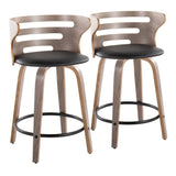 Cosi - Fixed-Height Swivel Counter Stool With Light Gray Wood Base (Set of 2)