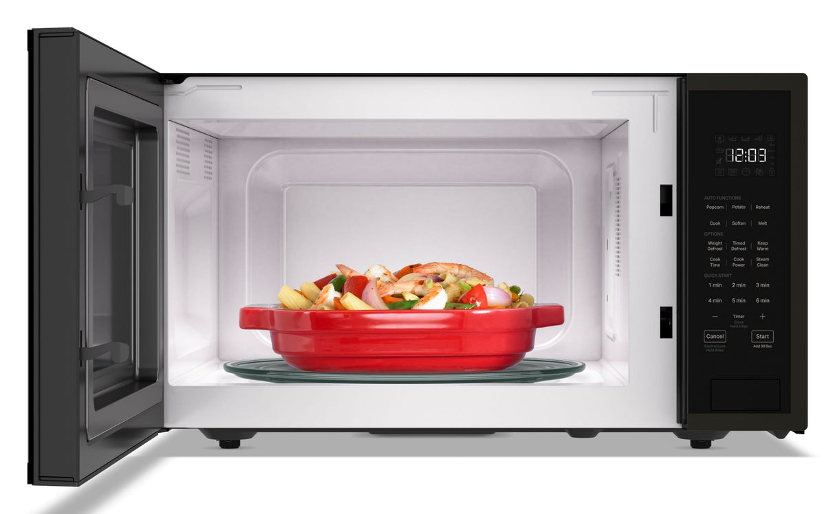 KitchenAid KMCS324PBS countertop microwave angle