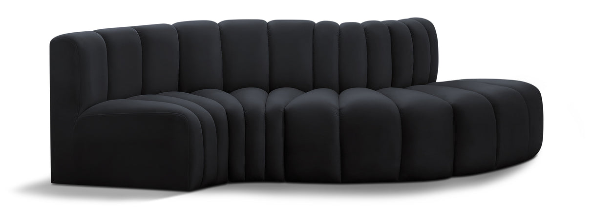 Arc - Velvet 4 Piece L-Shaped Modular Sofa