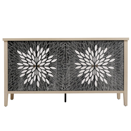 Modern Storage Cabinet With 4 Doors & Adjustable Shelves