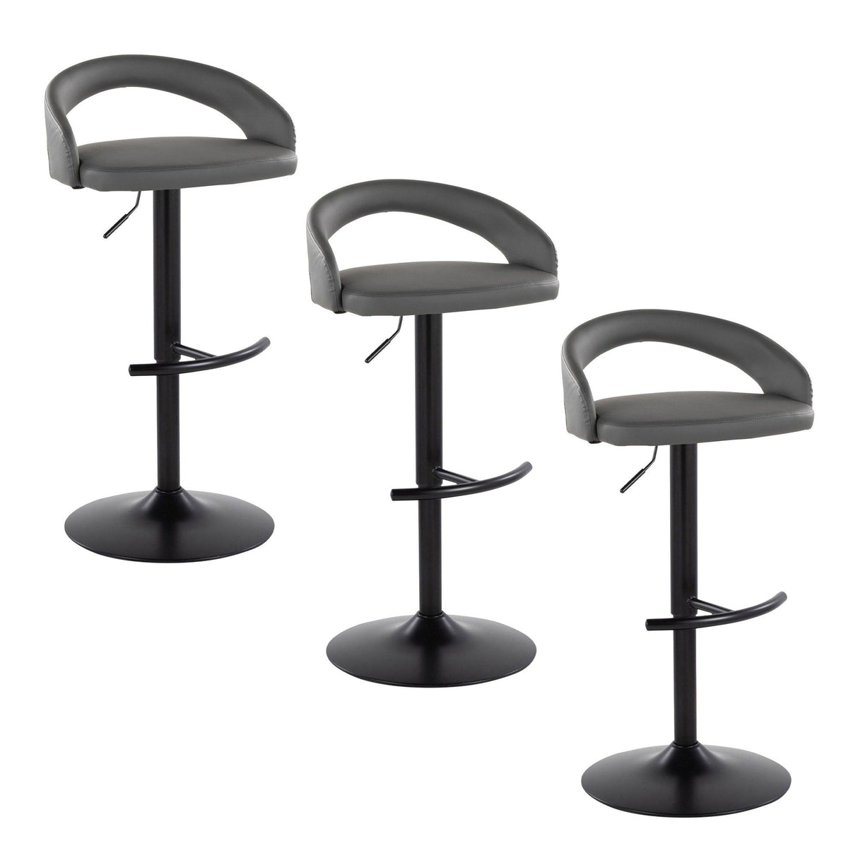 Grotto - Upholstered Adjustable Barstool - Black Metal Base
