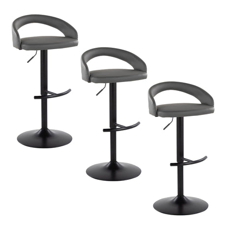 Grotto - Upholstered Adjustable Barstool - Black Metal Base