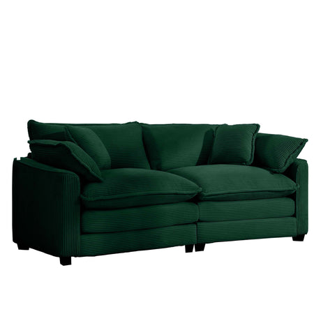 Modern 2 Seater With 4 Pillows, Upholstered Deep Seating Loveseat