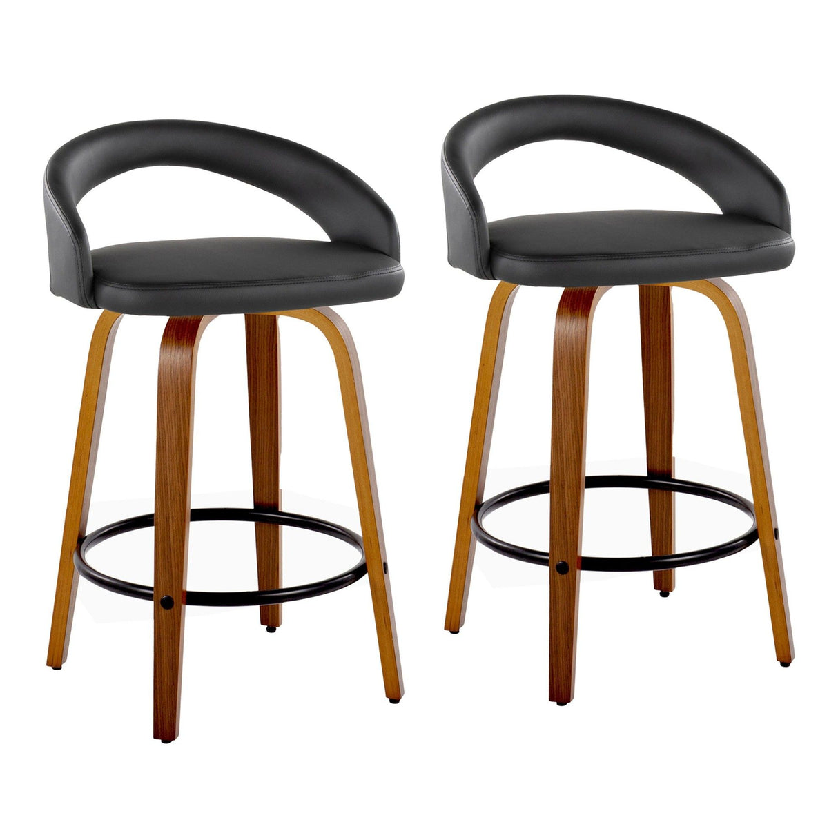 Grotto - 32.5" Upholstered Fixed-Height Counter Stool (Set of 2) - Walnut Wood Base