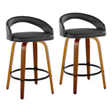 Grotto - 32.5" Upholstered Fixed-Height Counter Stool (Set of 2) - Walnut Wood Base