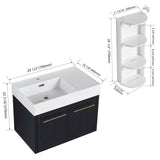 Modern Wall Mounted Bathroom Vanity With Resin Sink And Storage Rack