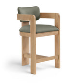 Sacha - Vegan Leather Upholstered Counter Stool With Natural Base
