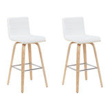 Vienna - Modern Swivel Bar Height Stool - Patterned Oak Wood Frame