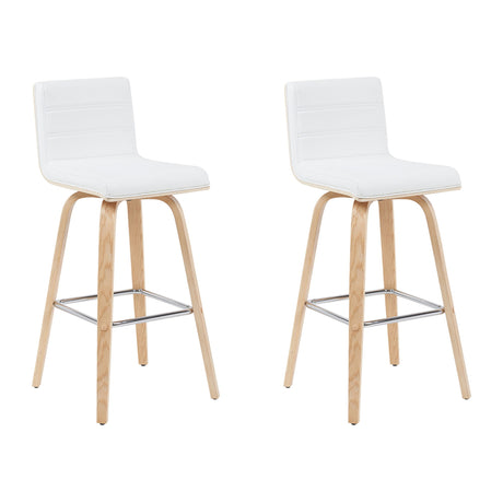 Vienna - Modern Swivel Bar Height Stool - Patterned Oak Wood Frame