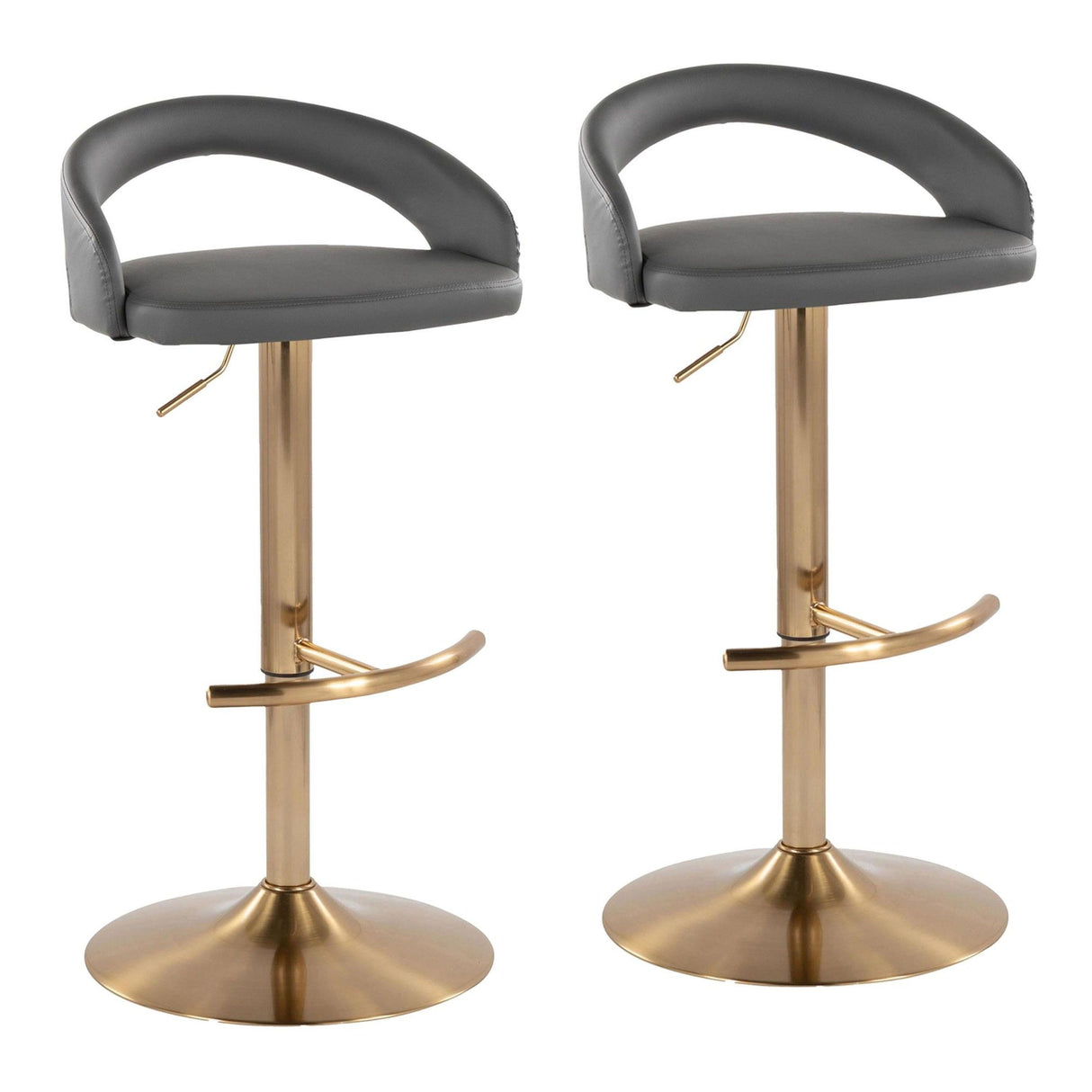 Grotto - Upholstered Adjustable Barstool - Gold Metal Base