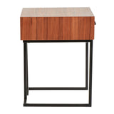 Roman - Contemporary End Table - Walnut Wood And Black Metal