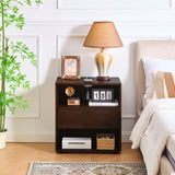 Nightstand With USB Ports & Outlet Hole, End Table With Drawer