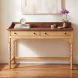 Writing Desk With 2 Storage Drawers, Workstation For Living Room - Brown / Natural