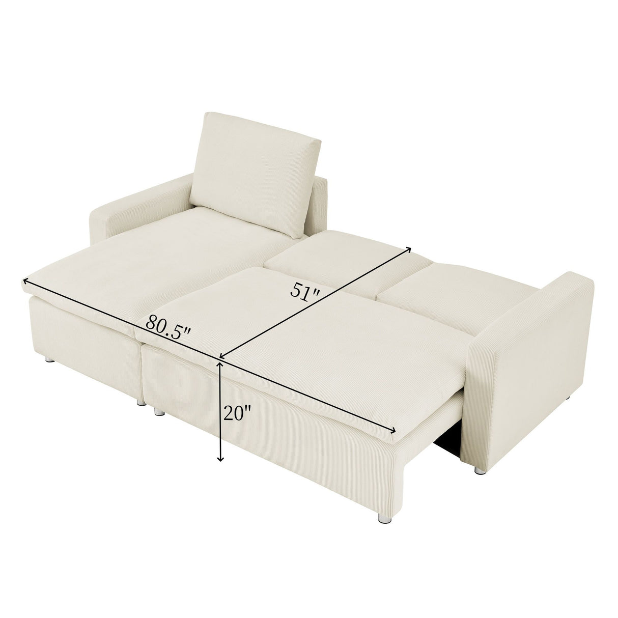 Convertible L Shaped Sleeper Sofa Bed With Reversible Chaise And Storage