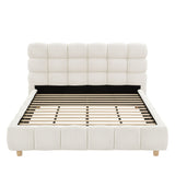 Pula - Queen Platform Bed With Upholstered Headboard, Slat Support, No Box Spring Needed - Ivory