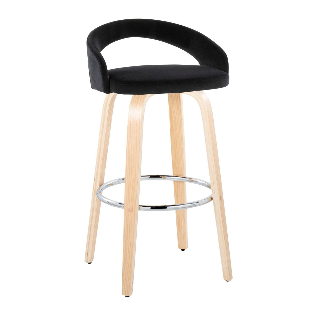 Grotto - Upholstered Fixed-Height Barstool (Set of 2) - Natural Wood