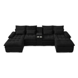 Contemporary U Shaped Sofa With Console And Cupholders