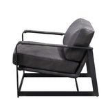 Locnos - Accent Chair - Gray Top Grain Leather & Black
