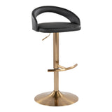 Grotto - Upholstered Adjustable Barstool - Gold Metal Base