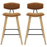 Fox - Counter Height Curved Back Wood Bar Stool With Faux Leather Seat