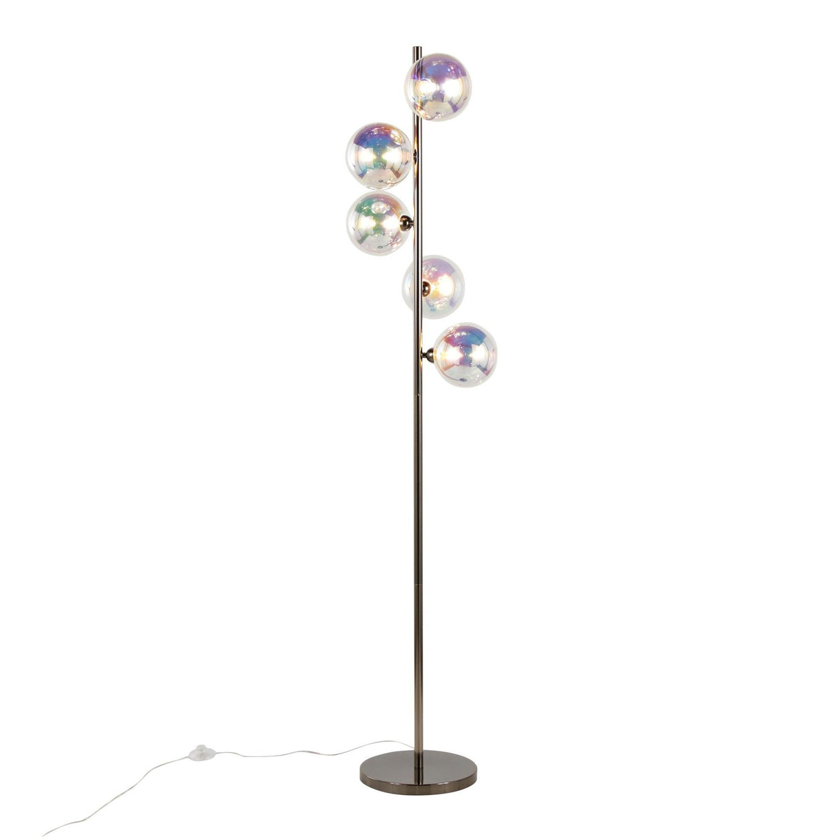 Bubbles - Metal Floor Lamp - Black Chrome Metal, Iridescent Glass Sconces