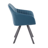 Clubhouse - Pleated Chair - Black Metal And Teal Faux Leather (Set of 2)