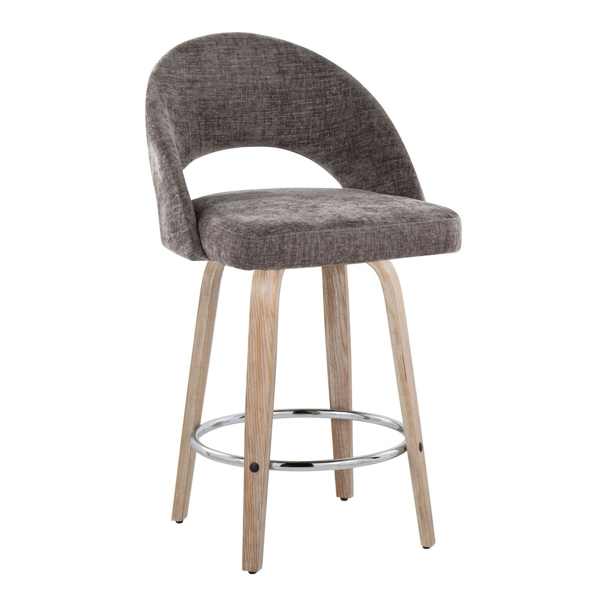 Renee - Upholstered Fixed-Height Barstool (Set of 2) - Whitewashed Wood