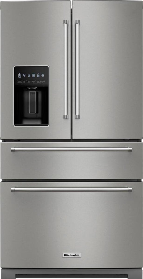 KitchenAid KRMF536RPS stainless French door refrigerator front view
