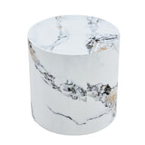Elegant Cylindrical Table With Patterned Design For Versatile Use - White