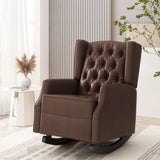 Amedou - Contemporary Tufted Wingback Rocking Chair - Dark Brown