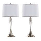 Ashland - 28" Crystal Table Lamp (Set of 2) - Clear Crystal, Brushed Nickel And White Linen Shade With Silver Trim from Grandview Gallery