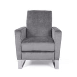 Bolt - Upholstered Recliner Chair With Stainless Steel Base - Gray / Chrome