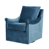 Swivel Chair With Curved Arms And Straight Back - Blue