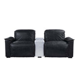 Misezon - Power Motion Recliner - Black Top Grain Leather & Aluminum