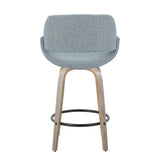 Fabrizzi - 26" Fixed-Height Counter Stool With Swivel And Round Black Metal Footrest (Set of 2) - Light Gray Wood