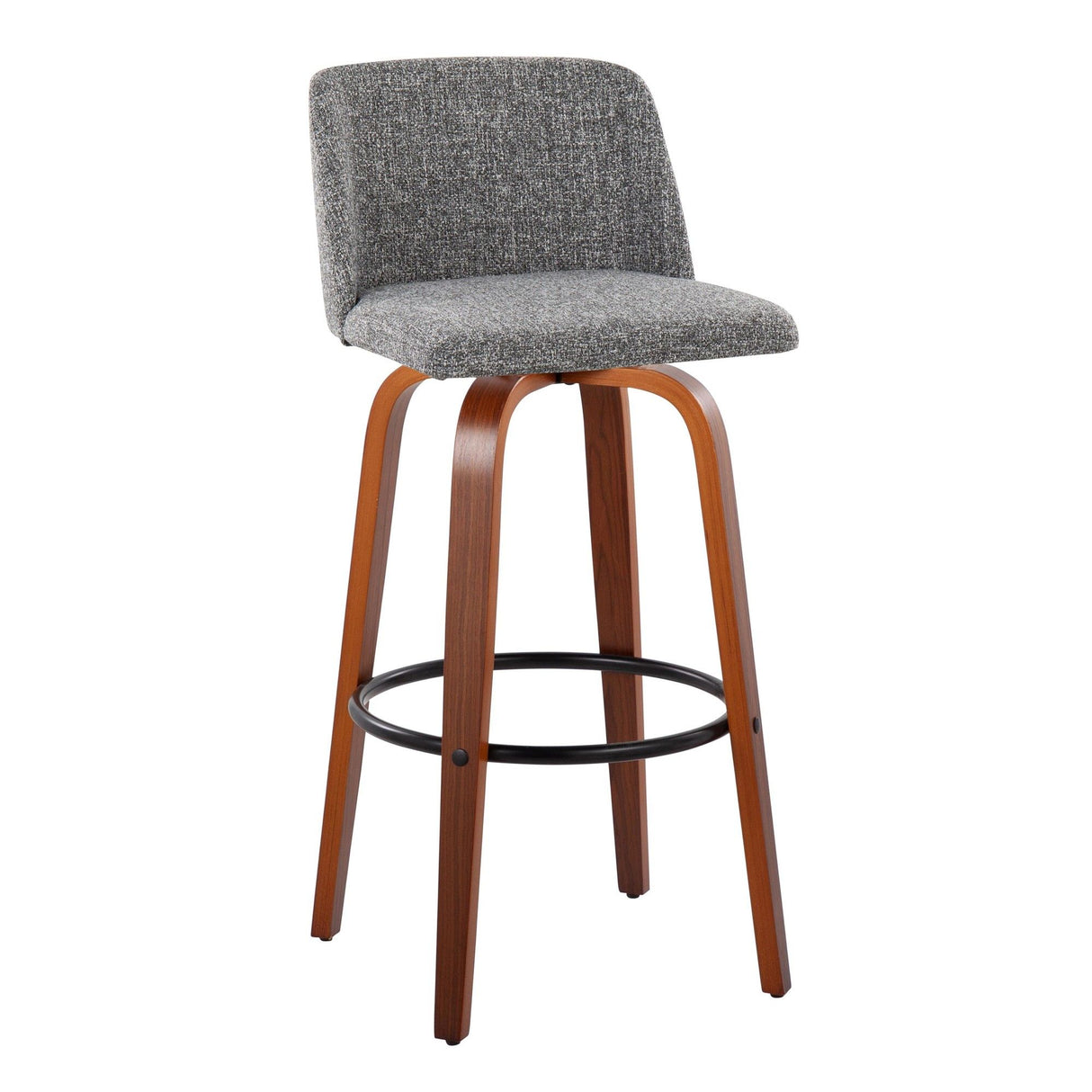 Toriano - 30" Fixed-Height Barstool (Set of 2) - Dark Gray Noise And Walnut