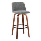 Toriano - 30" Fixed-Height Barstool (Set of 2) - Dark Gray Noise And Walnut