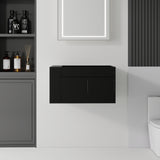 Floating Bathroom Vanity Cabinet, Soft Close Double Drawers, Open Side Storage, Wall Mounted, Cabinet Only