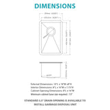 Undermount Steel Kitchen Sink, Deep Single Bowl Basin