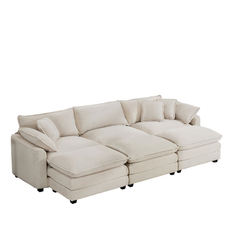Modern Oversized Modular Cushion Sofa With Ottoman, Low Back, Deep Seating Sofa Set