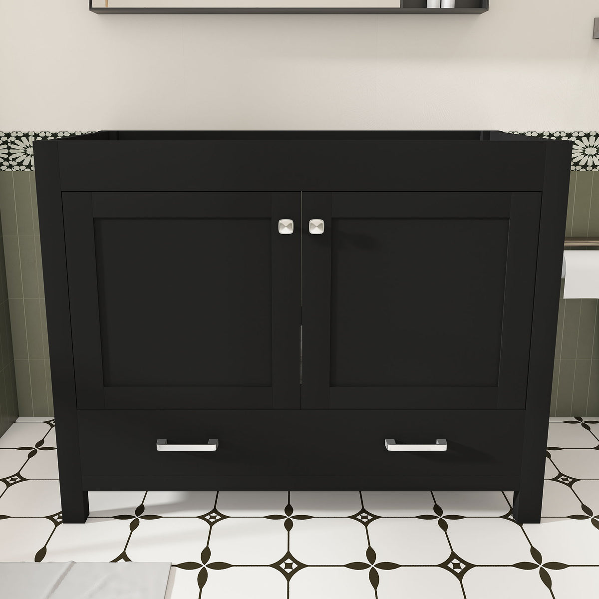Bathroom Vanity With Soft Close Cabinet, Single Drawer, Sink Not Included - Black