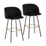 Fran - Fixed-Height Velvet Swivel Barstool (Set of 2