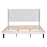 King Size, Stylish High Headboard Bed, High Quality - White