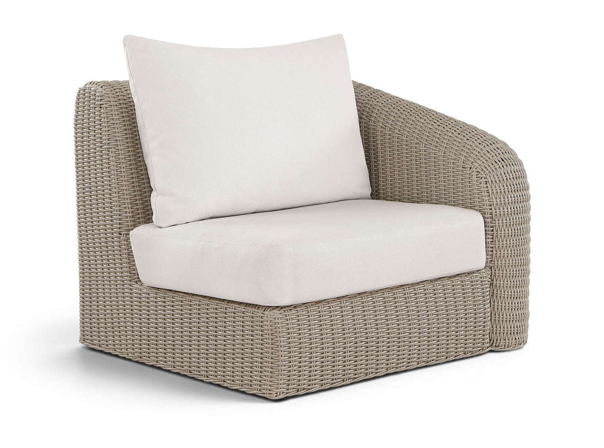 Seacrest - Olefin Water Resistant Fabric And Wicker Outdoor Patio Right Arm Chair