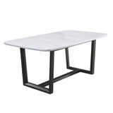 Madan - Dining Table With Marble Top - Marble Top & Weathered Gray