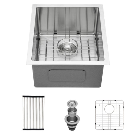 Modern Undermount Stainless Steel Kitchen Sink 16 Gauge, Deep Single Bowl