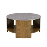Keegan - Round Coffee Table With Shelf - Oak