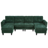Modular Sectional Sofa With Movable Ottomans, USB Ports & Side Tables
